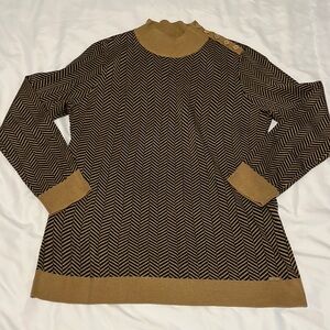 Calvin Klein women’s size medium camel and black pattern turtleneck sweater